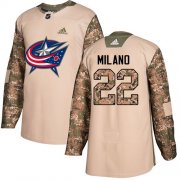 Wholesale Cheap Adidas Blue Jackets #22 Sonny Milano Camo Authentic 2017 Veterans Day Stitched NHL Jersey
