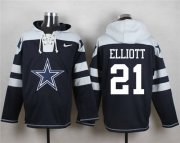Wholesale Cheap Nike Cowboys #21 Ezekiel Elliott Navy Blue Player Pullover Hoodie