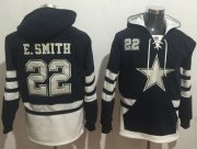 Wholesale Cheap Nike Cowboys #22 Emmitt Smith Navy Blue/White Name & Number Pullover NFL Hoodie