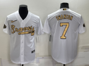 Wholesale Men's Atlanta Braves #7 Dansby Swanson White 2022 All Star Stitched Cool Base Nike Jersey