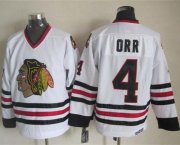 Wholesale Cheap Blackhawks #4 Bobby Orr White CCM Throwback Stitched NHL Jersey