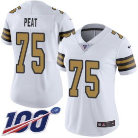 Wholesale Cheap Nike Saints #75 Andrus Peat White Women\'s Stitched NFL Limited Rush 100th Season Jersey