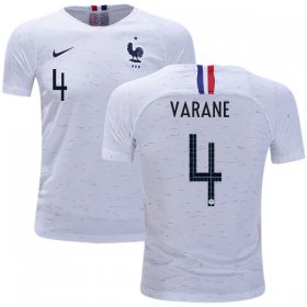 Wholesale Cheap France #4 Varane Away Kid Soccer Country Jersey