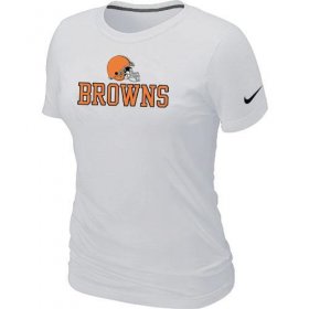 Wholesale Cheap Women\'s Nike Cleveland Browns Authentic Logo T-Shirt White