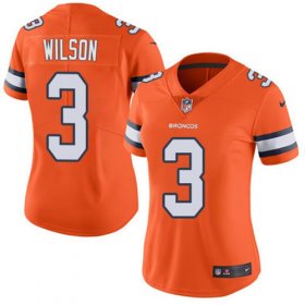 Wholesale Cheap Women\'s Denver Broncos #3 Russell Wilson Orange Color Rush Limited Stitched Jersey(Run Small)