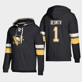 Wholesale Cheap Pittsburgh Penguins #1 Casey Desmith Black adidas Lace-Up Pullover Hoodie