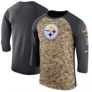 Wholesale Cheap Men's Pittsburgh Steelers Nike Camo Anthracite Salute to Service Sideline Legend Performance Three-Quarter Sleeve T-Shirt