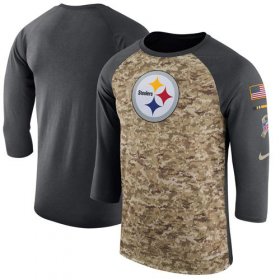 Wholesale Cheap Men\'s Pittsburgh Steelers Nike Camo Anthracite Salute to Service Sideline Legend Performance Three-Quarter Sleeve T-Shirt