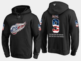 Wholesale Cheap Red Wings #9 Gordie Howe NHL Banner Wave Usa Flag Black Hoodie