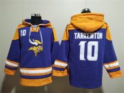 Wholesale Cheap Men's Minnesota Vikings #10 Fran Tarkenton Purple Yellow Ageless Must-Have Lace-Up Pullover Hoodie
