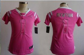 Wholesale Cheap Nike Panthers #1 Cam Newton Pink Women\'s Stitched NFL Elite Draft Him Shimmer Jersey