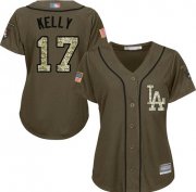 Women's Joe Kelly Green Jersey - #17 Baseball Los Angeles Dodgers Salute to Service