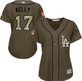 Women\'s Joe Kelly Green Jersey - #17 Baseball Los Angeles Dodgers Salute to Service