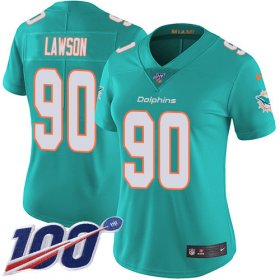 Wholesale Cheap Nike Dolphins #90 Shaq Lawson Aqua Green Team Color Women\'s Stitched NFL 100th Season Vapor Untouchable Limited Jersey