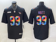 Cheap Men's Arizona Cardinals #99 JJ Watt Black Multi Color Black 2020 Crucial Catch Vapor Untouchable Nike Limited Jersey