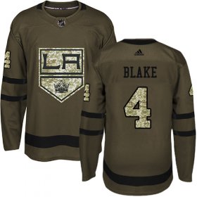 Wholesale Cheap Adidas Kings #4 Rob Blake Green Salute to Service Stitched Youth NHL Jersey