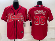 Wholesale Cheap Men's Chicago Bulls #33 Scottie Pippen Red With Patch Cool Base Stitched Baseball Jersey