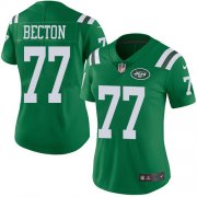 Wholesale Cheap Nike Jets #77 Mekhi Becton Green Women's Stitched NFL Limited Rush Jersey