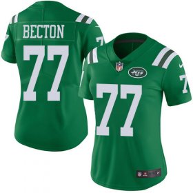 Wholesale Cheap Nike Jets #77 Mekhi Becton Green Women\'s Stitched NFL Limited Rush Jersey