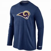 Wholesale Cheap Nike Los Angeles Rams Logo Long Sleeve T-Shirt Dark Blue
