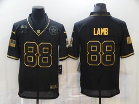 Wholesale Cheap Men\'s Dallas Cowboys #88 CeeDee Lamb Black Gold 2020 Salute To Service Stitched NFL Nike Limited Jersey