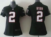 Wholesale Cheap Nike Falcons #2 Matt Ryan Black Alternate Women's Stitched NFL Elite Jersey