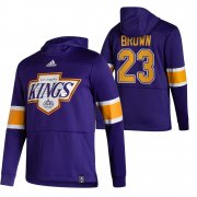 Wholesale Cheap Los Angeles Kings #23 Dustin Brown Adidas Reverse Retro Pullover Hoodie Purple