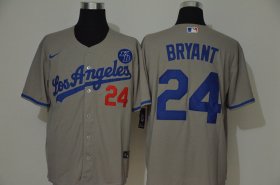 Wholesale Cheap Los Angeles Dodgers #24 Kobe Bryant Men\'s Nike Grey Cool Base 2020 KB Patch MLB Jersey
