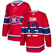 Wholesale Cheap Adidas Canadiens #13 Max Domi Red Home Authentic USA Flag Stitched Youth NHL Jersey