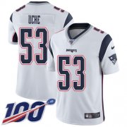 Wholesale Cheap Nike Patriots #53 Josh Uche White Men's Stitched NFL 100th Season Vapor Untouchable Limited Jersey