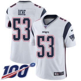 Wholesale Cheap Nike Patriots #53 Josh Uche White Men\'s Stitched NFL 100th Season Vapor Untouchable Limited Jersey