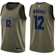 Cheap Youth Grizzlies #12 Ja Morant Green Youth Basketball Swingman Salute to Service Jersey