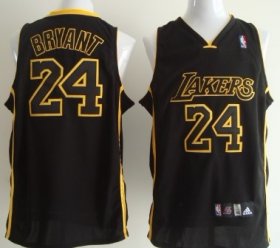 Wholesale Cheap Los Angeles Lakers #24 Kobe Bryant All Black With Yellow Swingman Jersey