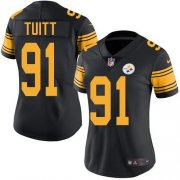 Wholesale Cheap Nike Steelers #91 Stephon Tuitt Black Women's Stitched NFL Limited Rush Jersey