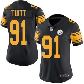 Wholesale Cheap Nike Steelers #91 Stephon Tuitt Black Women\'s Stitched NFL Limited Rush Jersey