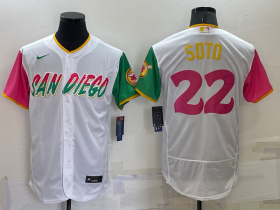 Wholesale Men\'s San Diego Padres #22 Juan Soto White 2022 City Connect Flex Base Stitched Jersey