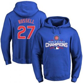 Wholesale Cheap Cubs #27 Addison Russell Blue 2016 World Series Champions Pullover MLB Hoodie