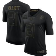 Wholesale Cheap Nike Cowboys 21 Ezekiel Elliott Black 2020 Salute To Service Limited Jersey