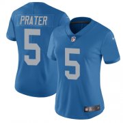 Wholesale Cheap Nike Lions #5 Matt Prater Blue Throwback Women's Stitched NFL Vapor Untouchable Limited Jersey
