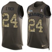Wholesale Cheap Nike Seahawks #24 Marshawn Lynch Green Men's Stitched NFL Limited Salute To Service Tank Top Jersey