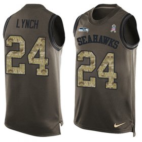 Wholesale Cheap Nike Seahawks #24 Marshawn Lynch Green Men\'s Stitched NFL Limited Salute To Service Tank Top Jersey