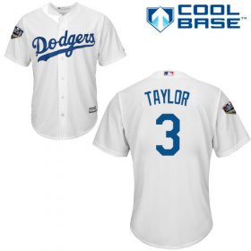Wholesale Cheap Dodgers #3 Chris Taylor White Cool Base 2018 World Series Stitched Youth MLB Jersey