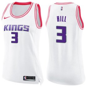 Wholesale Cheap Women\'s Sacramento Kings #3 George Hill White Pink NBA Swingman Fashion Jersey
