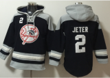 Wholesale Cheap Men's New York Yankees #2 Derek Jeter Navy Blue Ageless Must Have Lace Up Pullover Hoodie