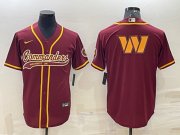 Wholesale Cheap Men's Washington Commanders Burgundy Team Big Logo With Patch Cool Base Stitched Baseball Jersey