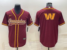 Wholesale Cheap Men\'s Washington Commanders Burgundy Team Big Logo With Patch Cool Base Stitched Baseball Jersey