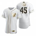 Wholesale Cheap New York Yankees #45 Gerrit Cole White Nike Men's Authentic Golden Edition MLB Jersey