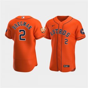Wholesale Cheap Men\'s Houston Astros #2 Jose Altuve Orange 60th Anniversary Flex Base Stitched Baseball Jersey