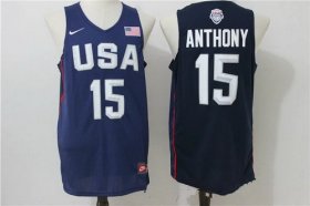 Wholesale Cheap 2016 Olympics Team USA Men\'s #15 Carmelo Anthony Navy Blue Revolution 30 Swingman Basketball Jersey
