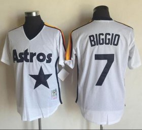 Wholesale Cheap Mitchell And Ness Astros #7 Craig Biggio White Throwback Stitched MLB Jersey
